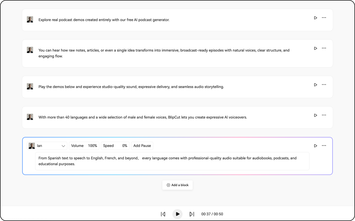 BlipCut free podcast creator