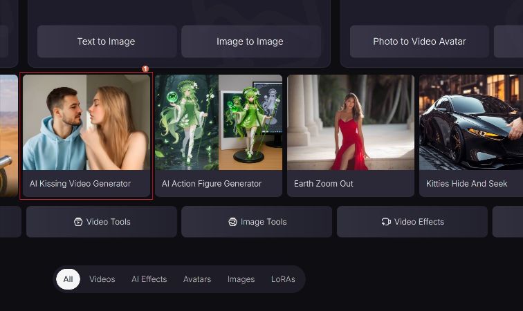 click ai kissing video generator