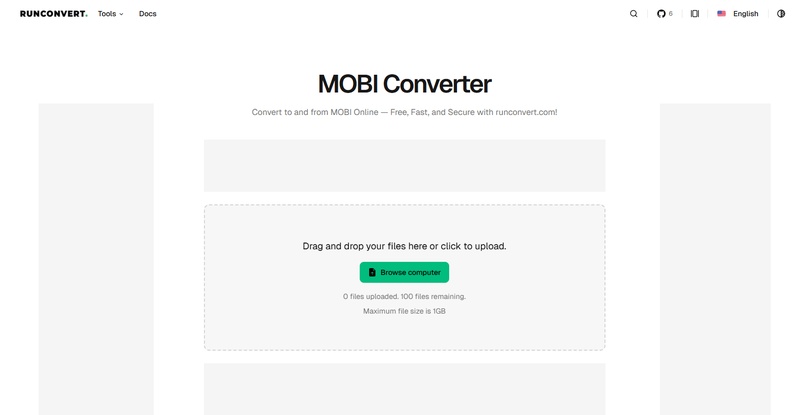 convert .mobi to pdf using Runconvert