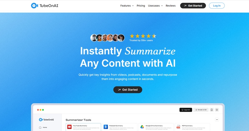 TubeOnAI Tool to Summarize Podcasts