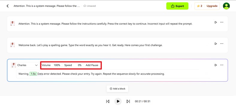 adjust audio settings blipcut