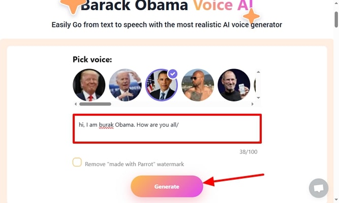 provide text to generate speech