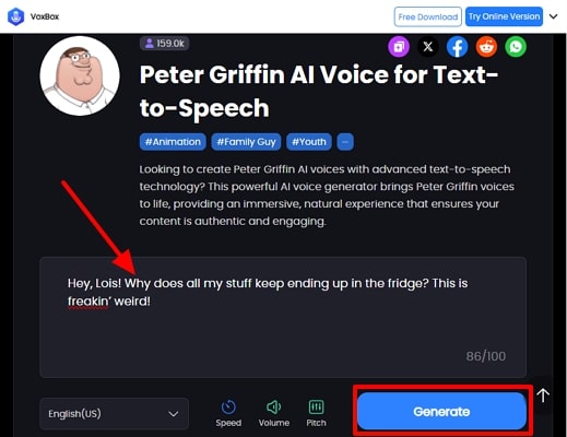 choose generate button to later export it