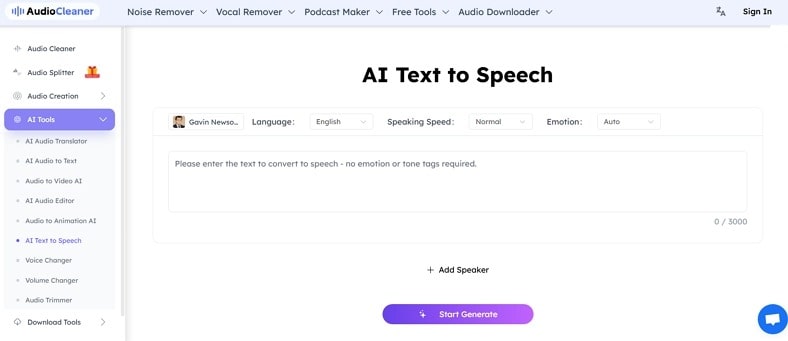 ai text to speech audiocleaner