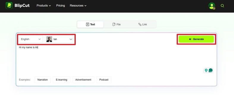 choose language for voice generation