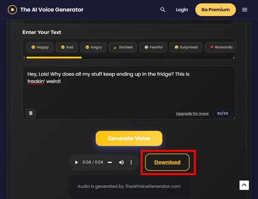 save the audio to device