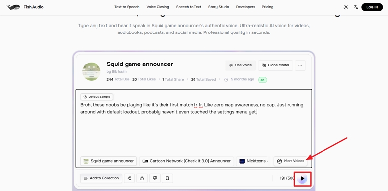 press more voices input text script
