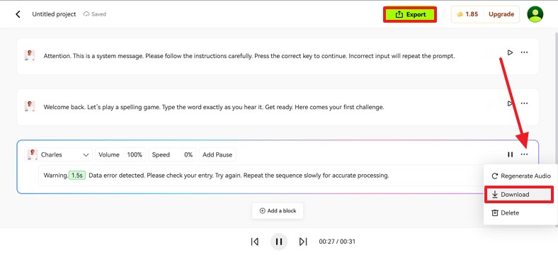 export audio to pc blipcut