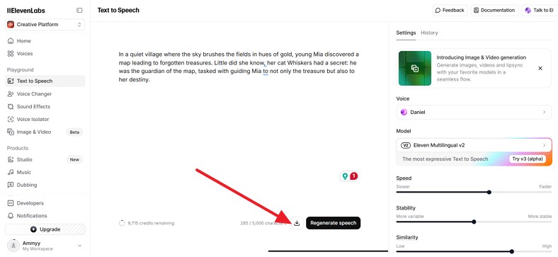 export the generated narration