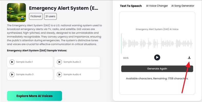 download generated audio on fineshare