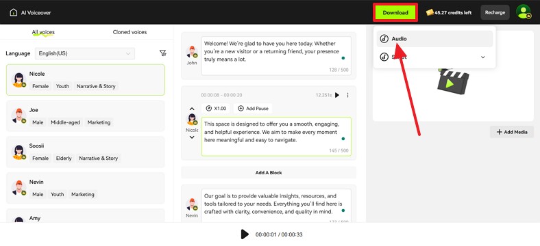 click download to save audio