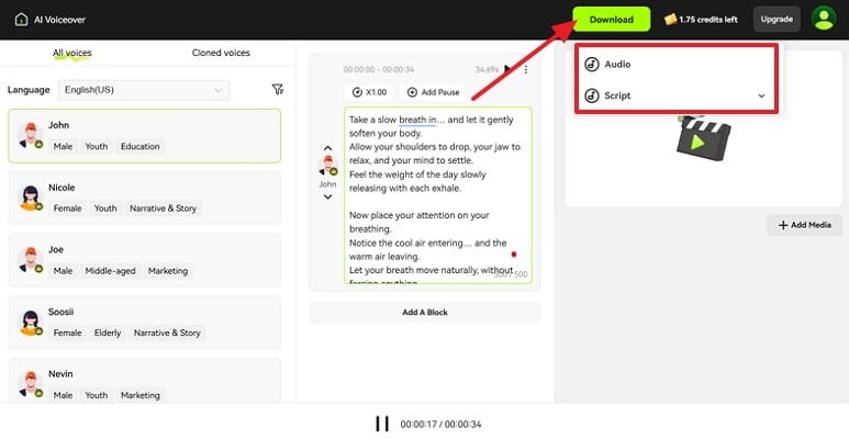press download button blipcut