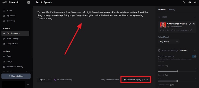 generate christopher walken voice