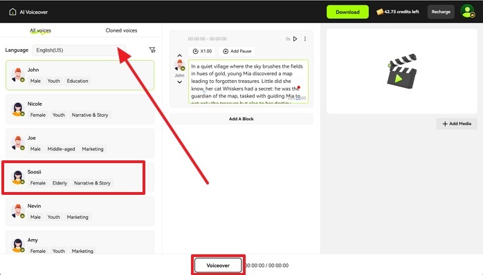 choose language and voice