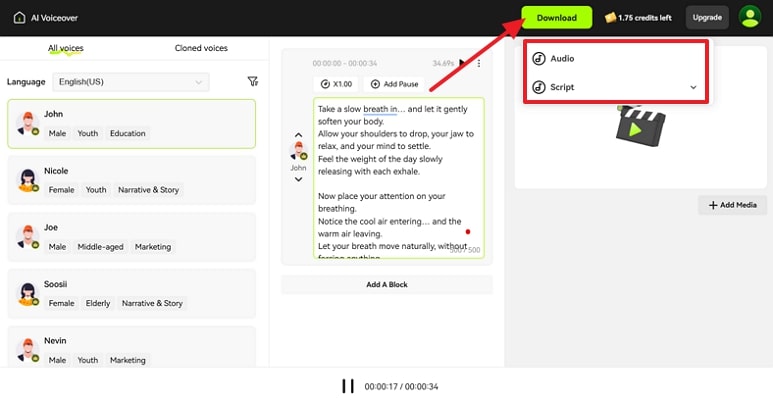 click download button blipcut