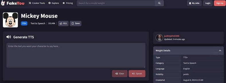 ai voiceover fakeyou