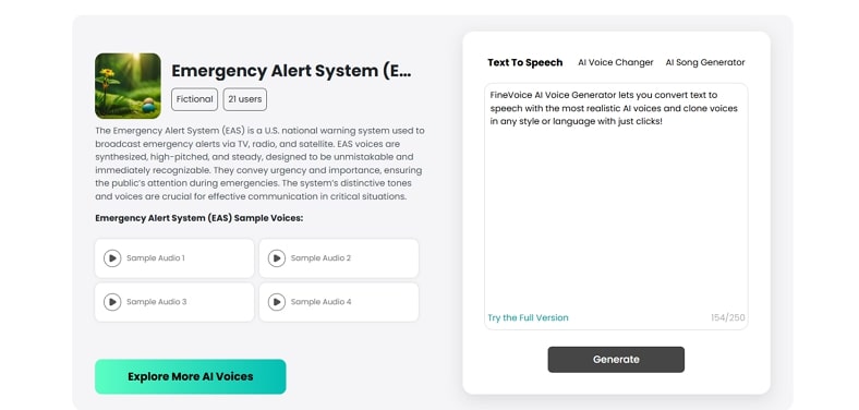 fineshare eas voice generator