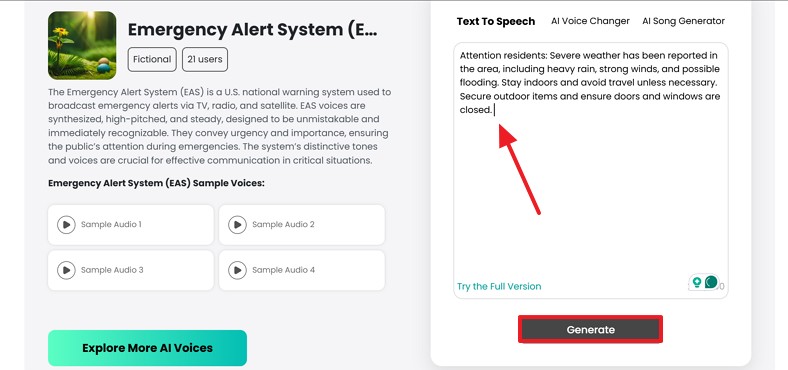 add text generate speech fineshare