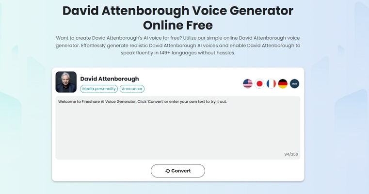 fineshare david attenborough voice simulator
