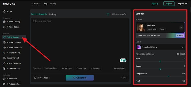paste your poem in finevoice