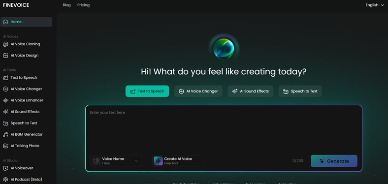 free ai voice generator finevoice