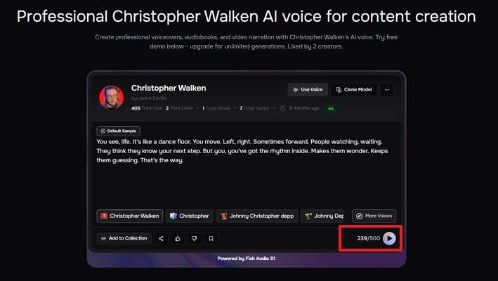 press music player on fish audio