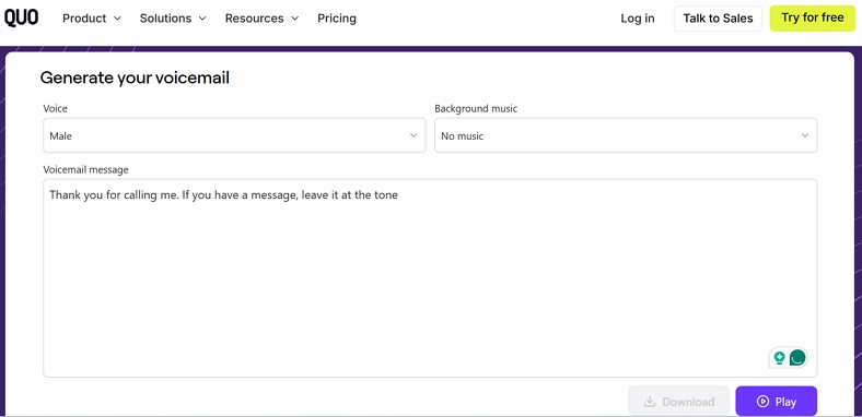 create audio welcome message quo