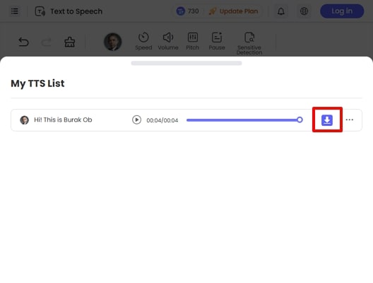 tap download icon to save topmediai