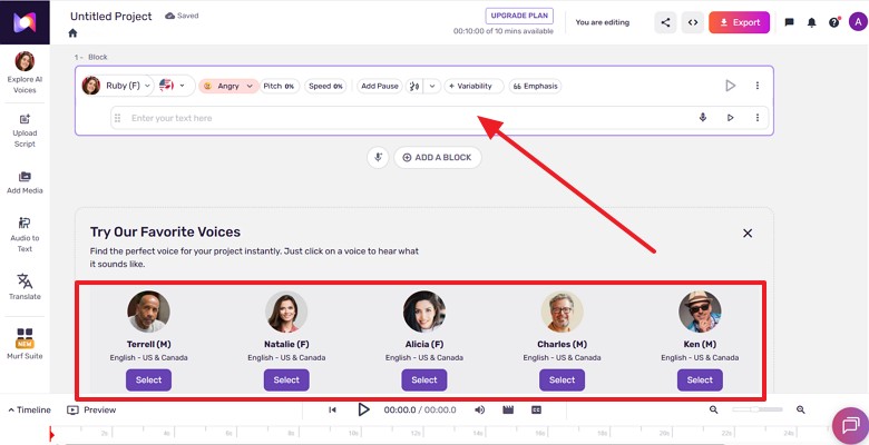 select voice and generate