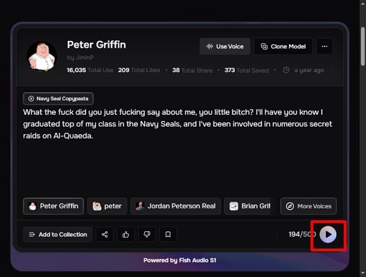 hit the arrow button to initiate the process