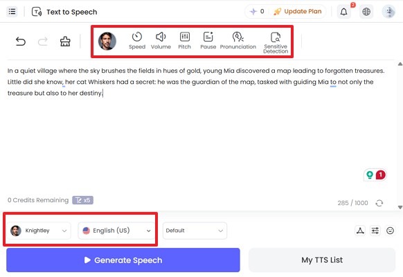 choose language and voice in tts
