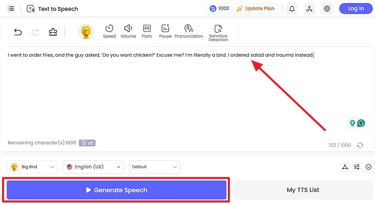 paste the script and generate