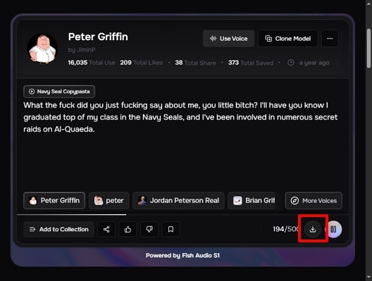 click the download icon to export
