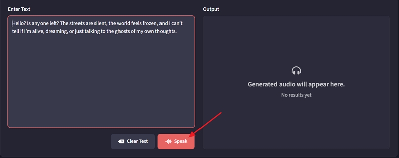 enter script text box speak