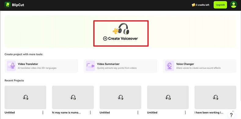 select voice over option