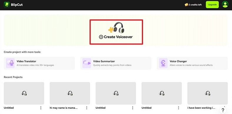 click on the create voiceover