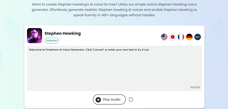 get fineshare ai stephen hawking voice