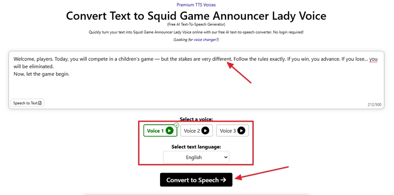 enter script convert text to speech