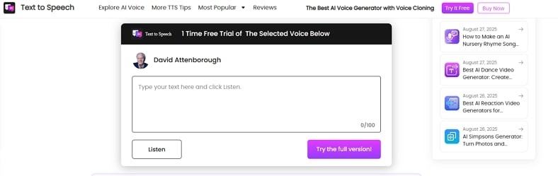 topmediai david attenborough ai voice