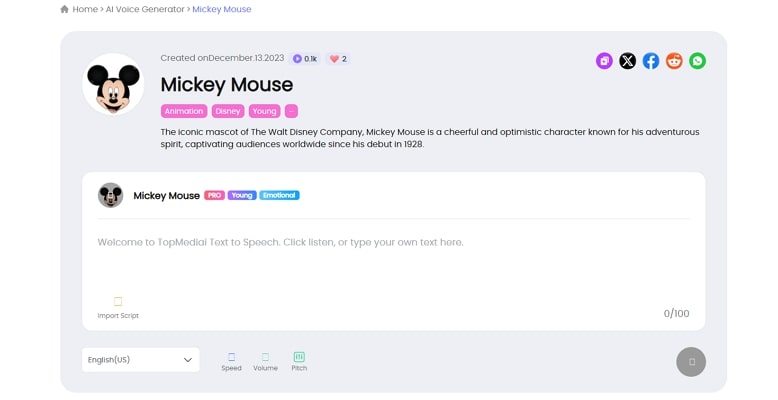 mickey voice topmediai