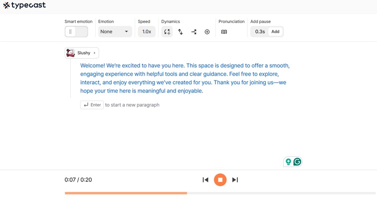 typecast tool for audio generation