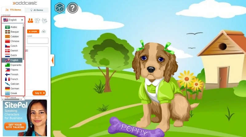 Select the Oddcast Voice