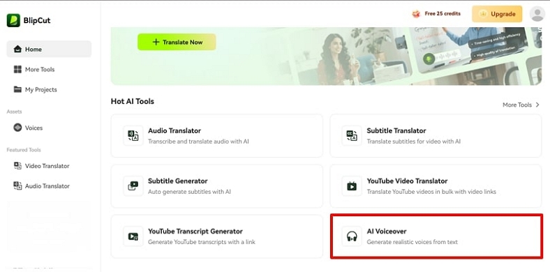 choose ai voiceover tool blipcut