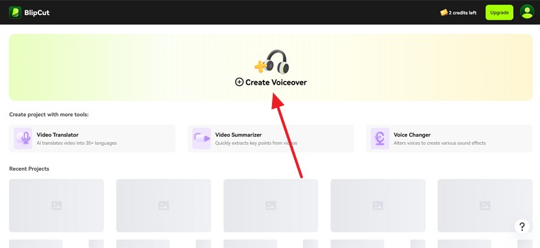 open text to speech interface blipcut