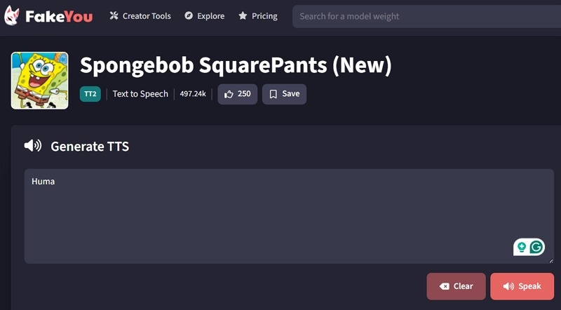 FakeYou SpongeBob AI Voice Generator