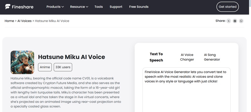 fineshare miku speech