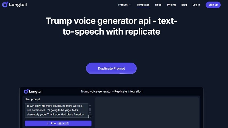 Langtail Text to Speech Donald Trump