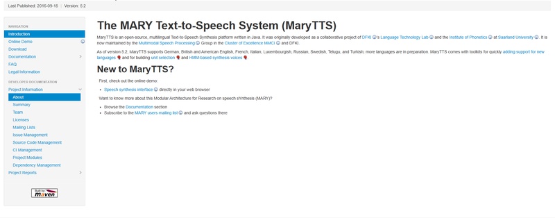 MaryTTS Open Source Text to Voice