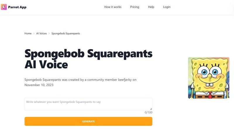 Parrot AI SpongeBob Voices