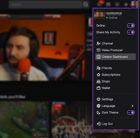 Open Twitch Dashboard